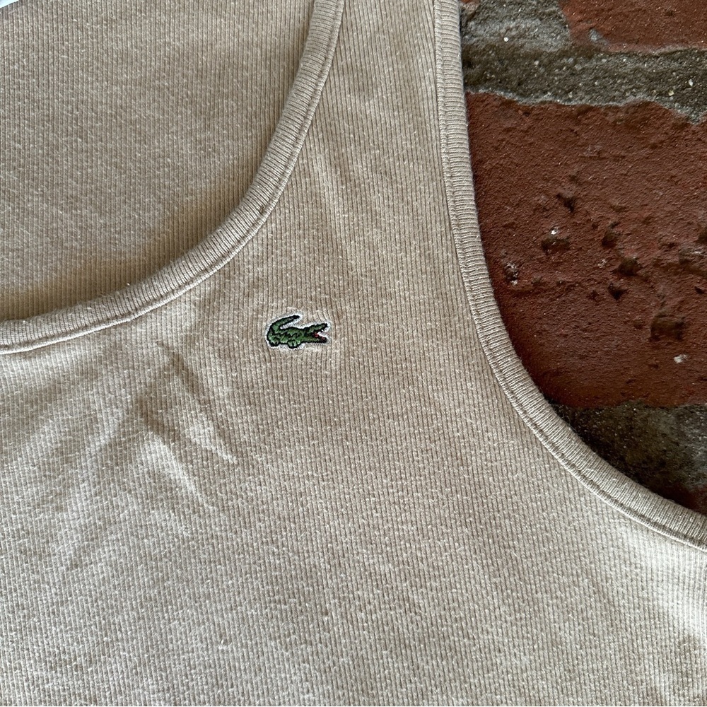 Lacoste women's size XL 46 tan beige tank top sleeveless shirt - Picture 2 of 13